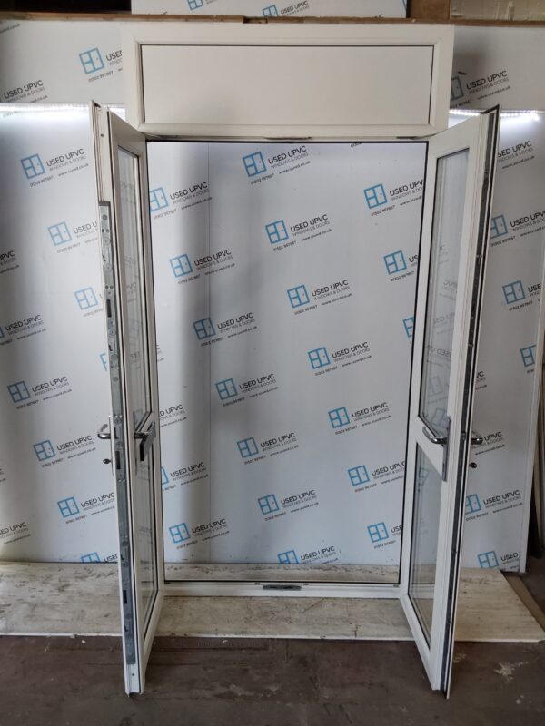 Used White Upvc French Doors And Toplight 1270mm x 2480mm EA2 - Image 3