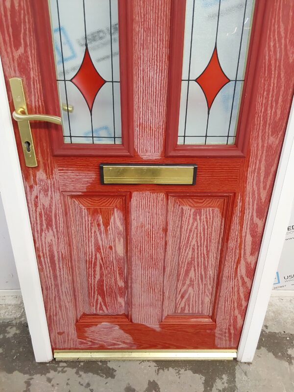 Used Red Composite Front Door 930mm x 2120mm (Reduce To 2070mm) 0533 - Image 10