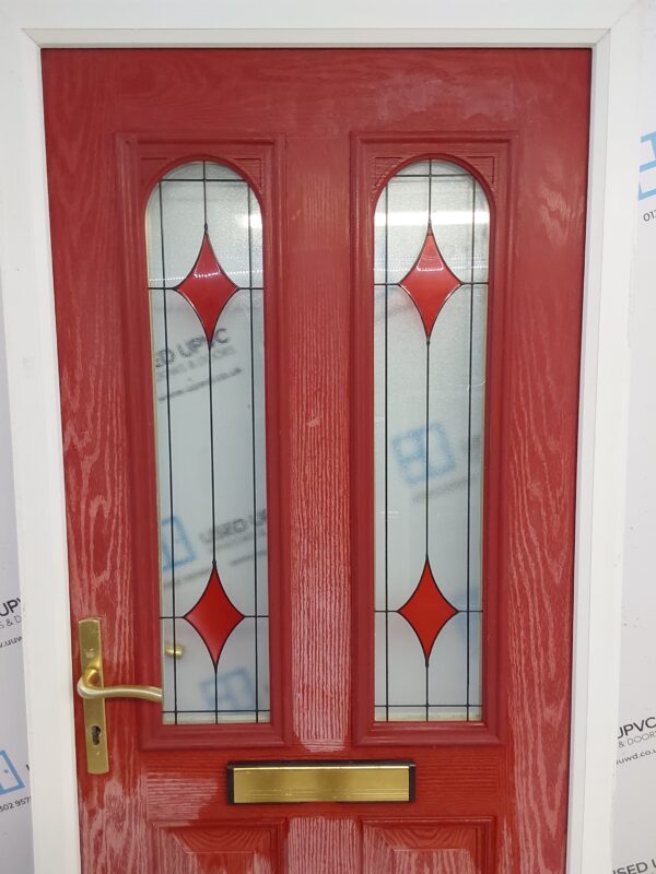 Used Red Composite Front Door 930mm x 2120mm (Reduce To 2070mm) 0533 - Image 11