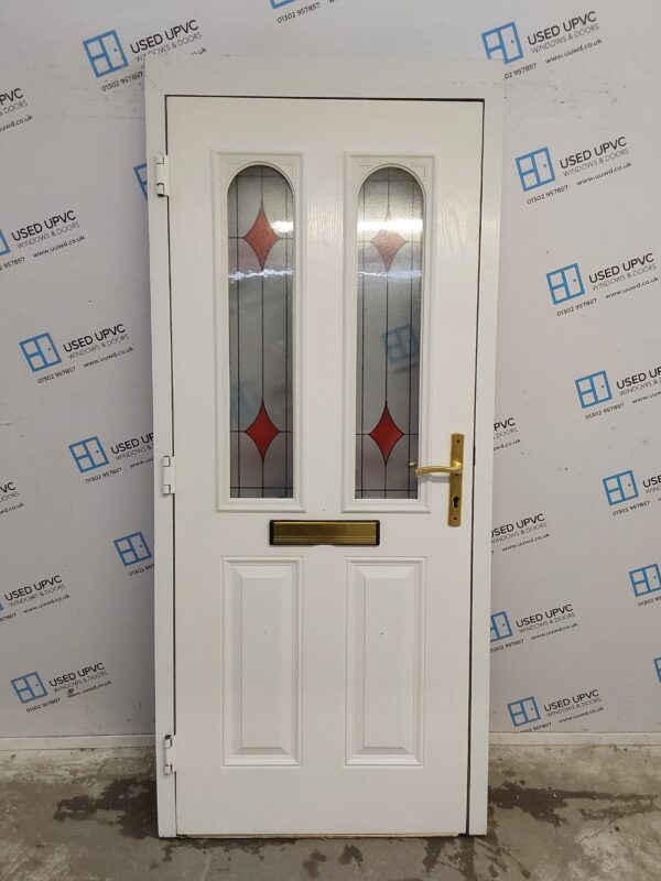 Used Red Composite Front Door 930mm x 2120mm (Reduce To 2070mm) 0533 - Image 2