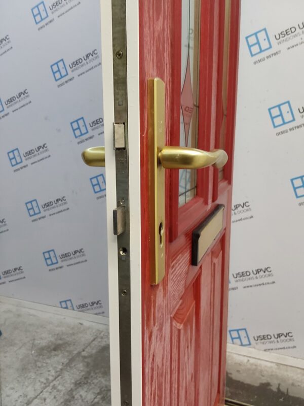 Used Red Composite Front Door 930mm x 2120mm (Reduce To 2070mm) 0533 - Image 5