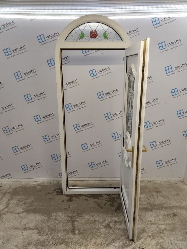 Used White Upvc Back Door And Arched Toplight 890mm x 2275mm C7D063 - Image 3