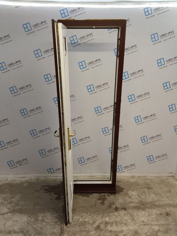 Used Woodgrain Upvc Back Door (Outwards Opening) 670mm x 2080mm C7D067 - Image 2