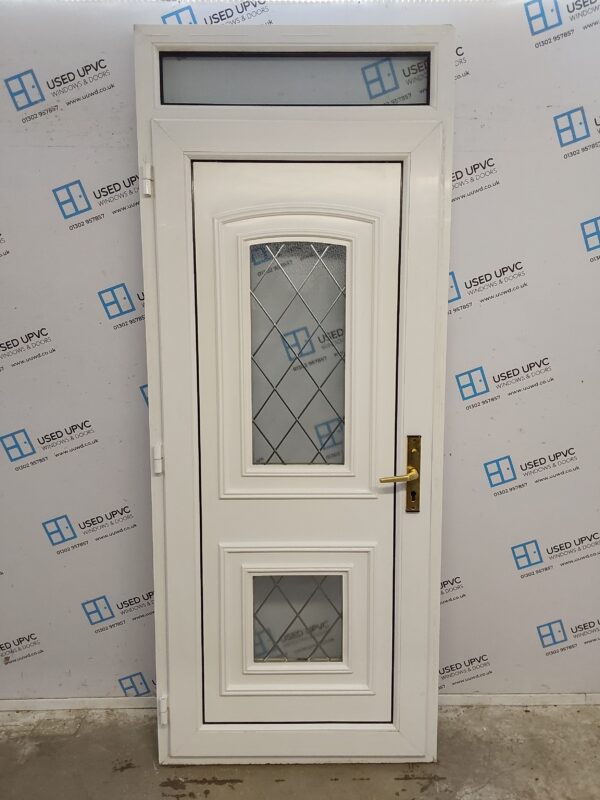 Used White Upvc Back Door And Toplight 915mm x 2285mm 0803 - Image 2