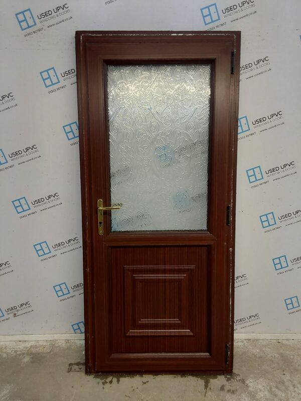 Used Woodgrain Upvc Back Door 930mm x 2055mm (Reduce To 890mm x 2035mm) 0456 - Image 2