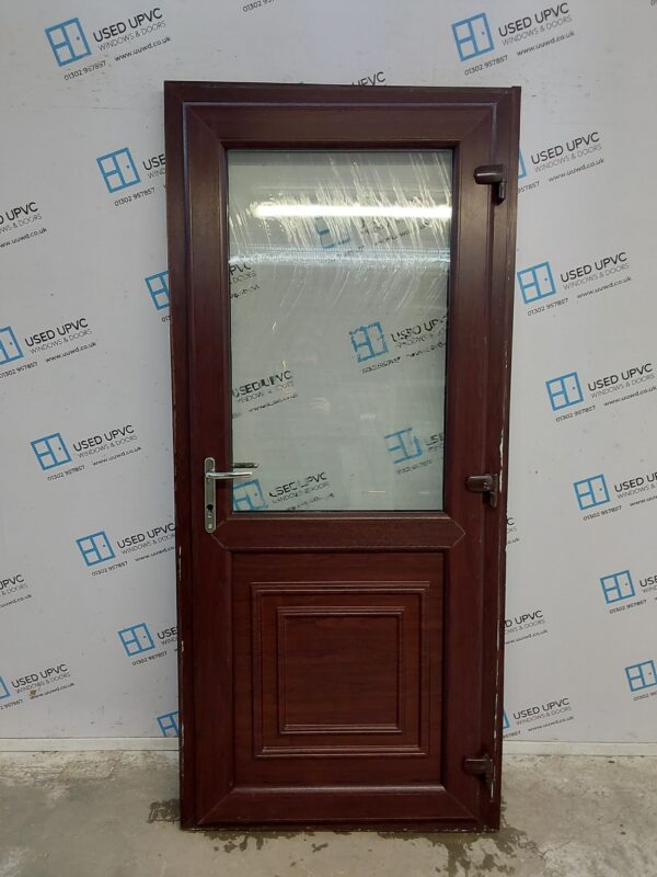 Used Rosewood Upvc Back Door 915mm x 2025mm (Reduce To 890mm) 0411 - Image 2