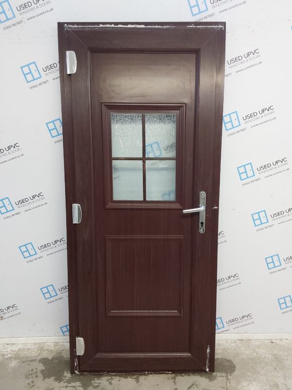 Used Rosewood Upvc Back Door 895mm x 2055mm (Reduce To 875mm) 0775 - Image 2