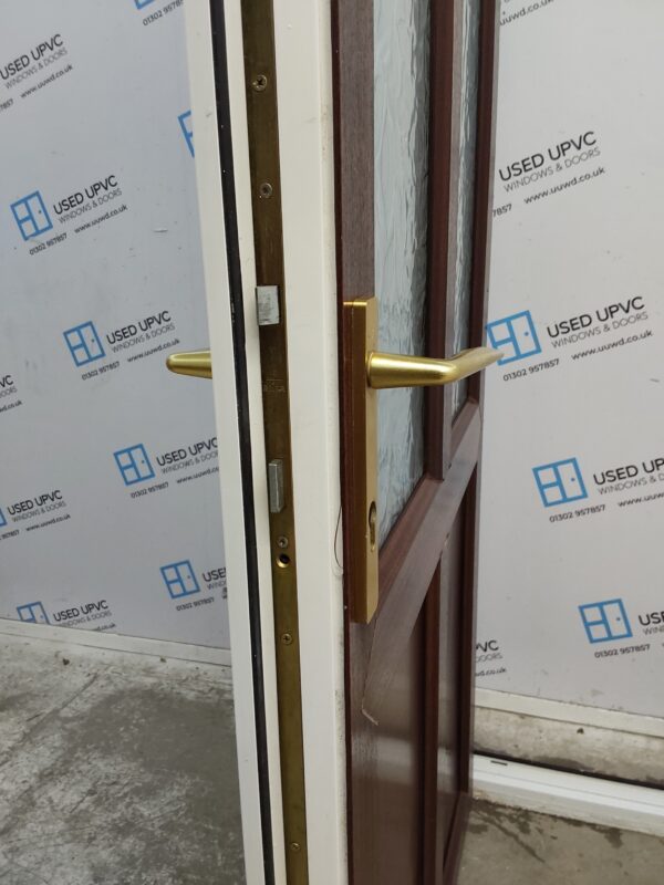 Used Woodgrain Upvc Back Door 920mm x 2055mm (Reduce To 900mm) 0699 - Image 5
