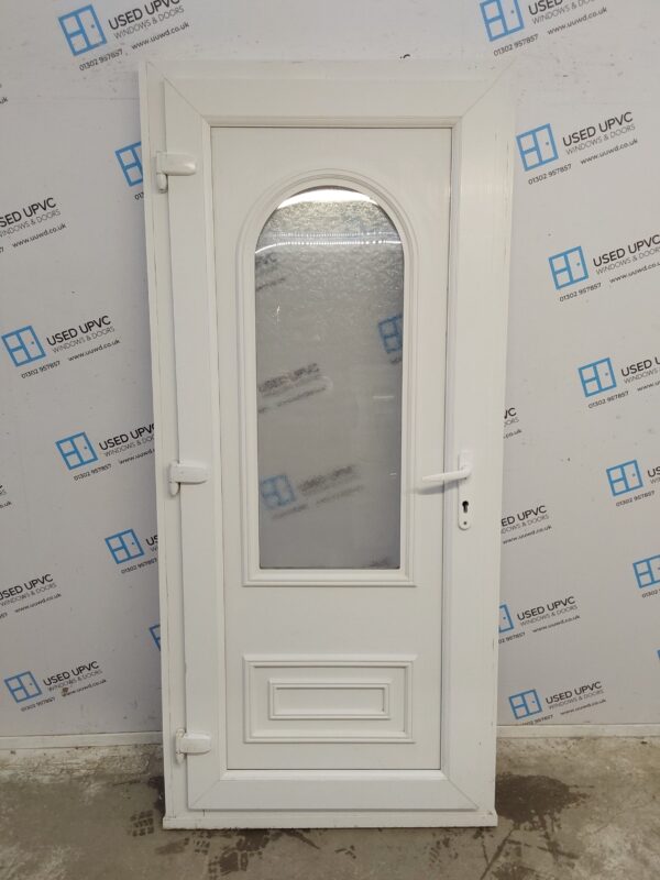 Used White Upvc Back Door 930mm x 2050mm (Reduce To 910mm) 0599 - Image 2
