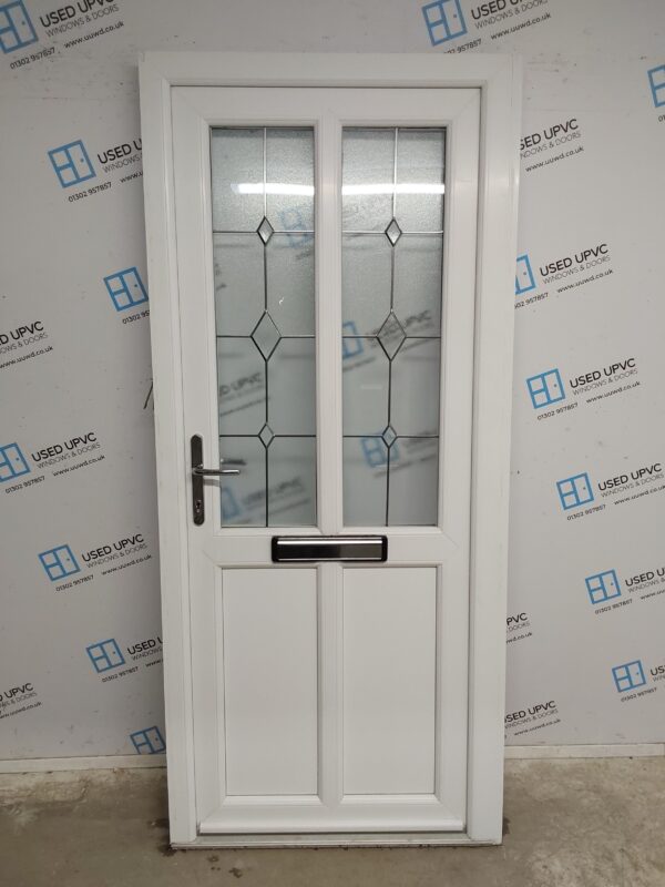 Used White Upvc Front Door 915mm x 2060mm (Reduce To 890mm) 0406