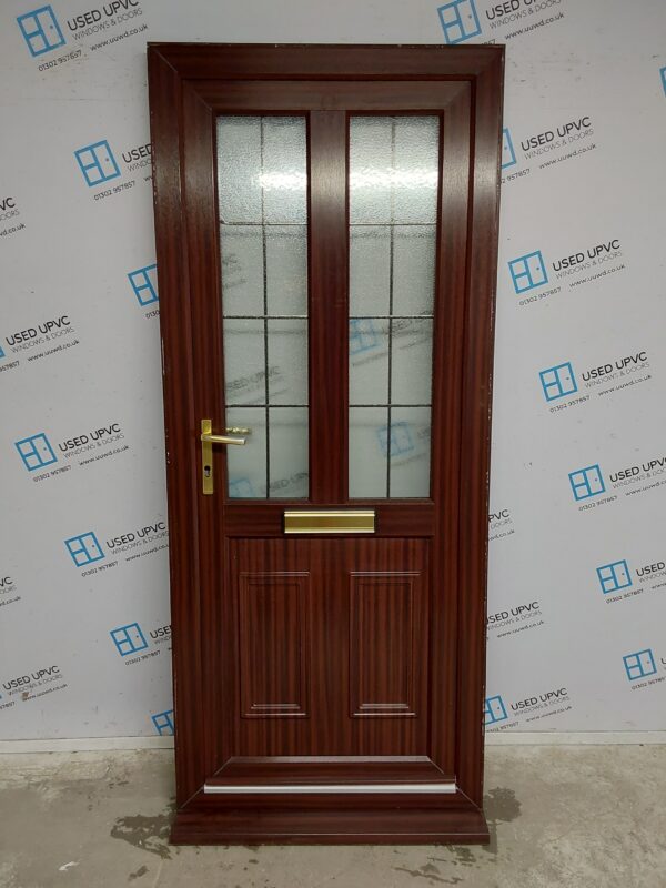 Used Woodgrain Upvc Front Door 880mm x 2090mm (Reduce To 860mm x 2080mm) 0392