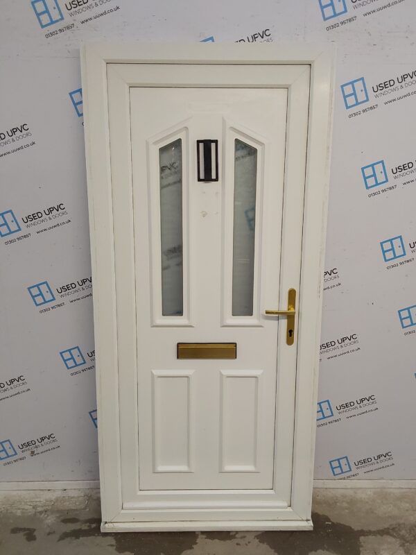 Used White Upvc Front Door 935mm x 2010mm (Reduce To 895mm) 0054