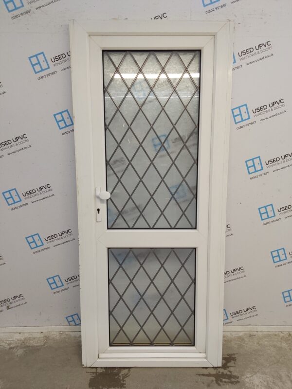 Used White Upvc Back Door 870mm x 2025mm (Reduce To 820mm) 0755