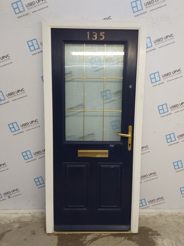 Used Dark Blue Composite Front Door 920mm x 2025mm 0424