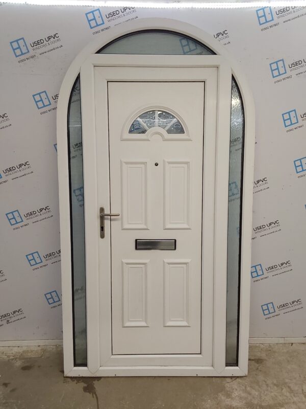 Used White Upvc Front Door With Side Panels And Toplight 1240mm x 2290mm DS018