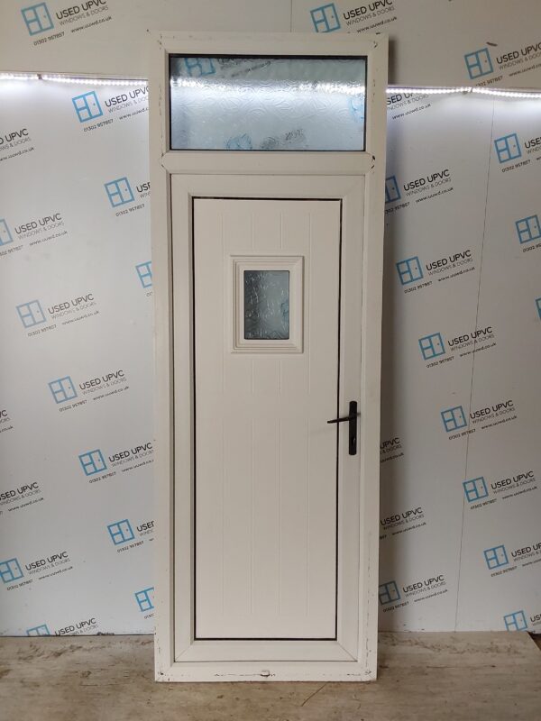 Used White Upvc Back Door And Toplight 860mm x 2425mm 0562