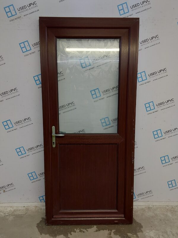 Used Woodgrain Upvc Back Door 920mm x 2065mm (Reduce To 900mm x 2045mm) 0078