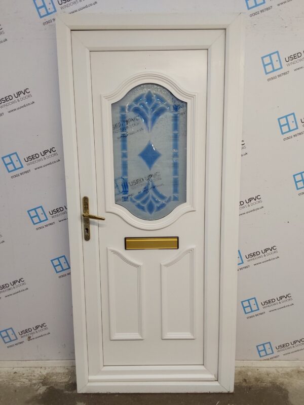 Used White Upvc Front Door 915mm x 2050mm (reduce to 890mm) 0621