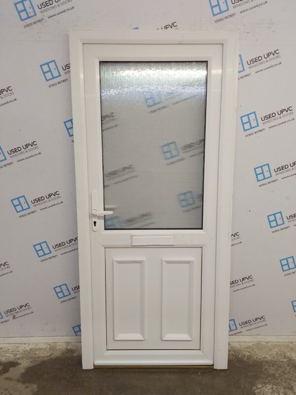 Used White Upvc Front Door 915mm x 2010mm (Reduce To 900mm) C7D015