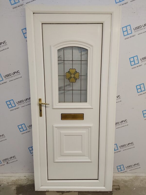 Used White Upvc Front Door 930mm x 2050mm (reduce to 910mm) 0403