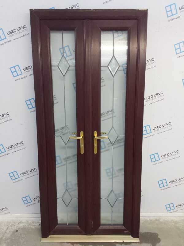 Used Rosewood Upvc French Doors 980mm x 2140mm EA2