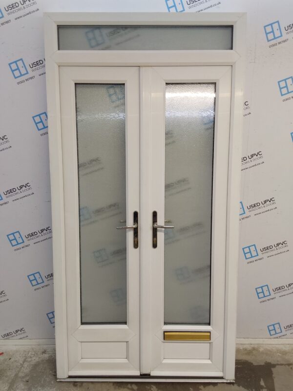 Used White Upvc French Doors And Toplight 1145mm x 2240mm EA3