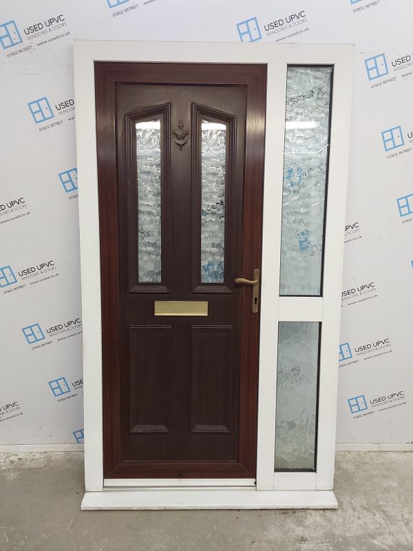Used Woodgrain Upvc Front Door And Side Panel 1215mm x 2105mm DS011