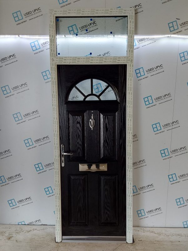Brand New Black Composite Front Door And Toplight 870mm x 2520mm ND141