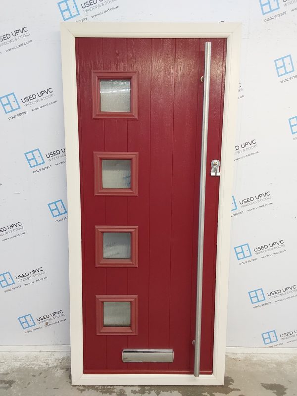 Used Red Composite Front Door 910mm x 2030mm 0093