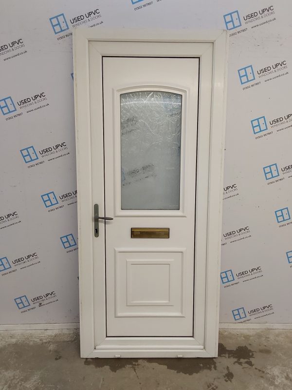 Used White Upvc Front Door 925mm x 2090mm (Reduce To 885mm) 0665