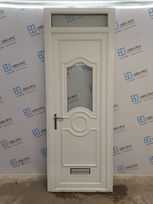 Used White Upvc Front Door And Toplight 870mm x 2360mm (Reduce To 830mm) 0462
