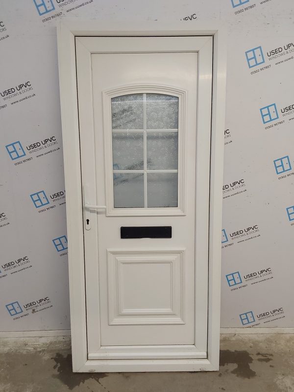 Used White Upvc Front Door 900mm x 2020mm (Reduce To 880mm) 0648
