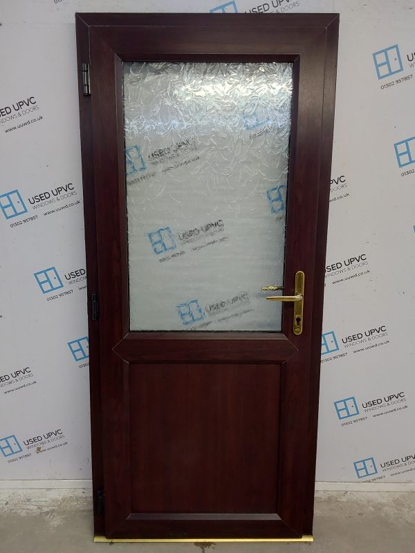 Used Rosewood Upvc Back Door (Outwards Opening) 890mm x 1985mm 0462