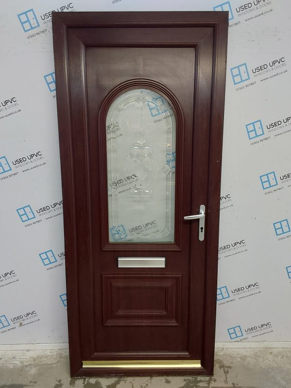 Used Rosewood Upvc Front Door 910mm x 2140mm 0740