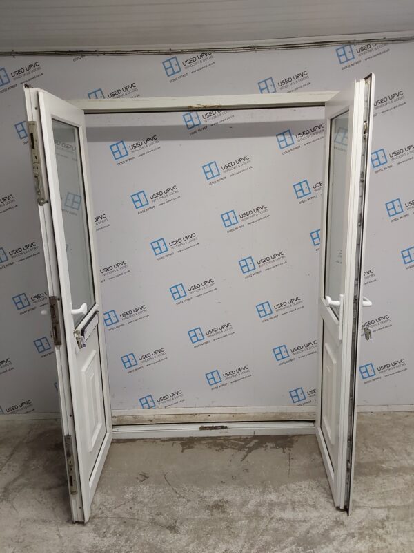 Used White Upvc French Doors 1520mm x 2030mm (reduce to 1450mm) EA4 - Image 4