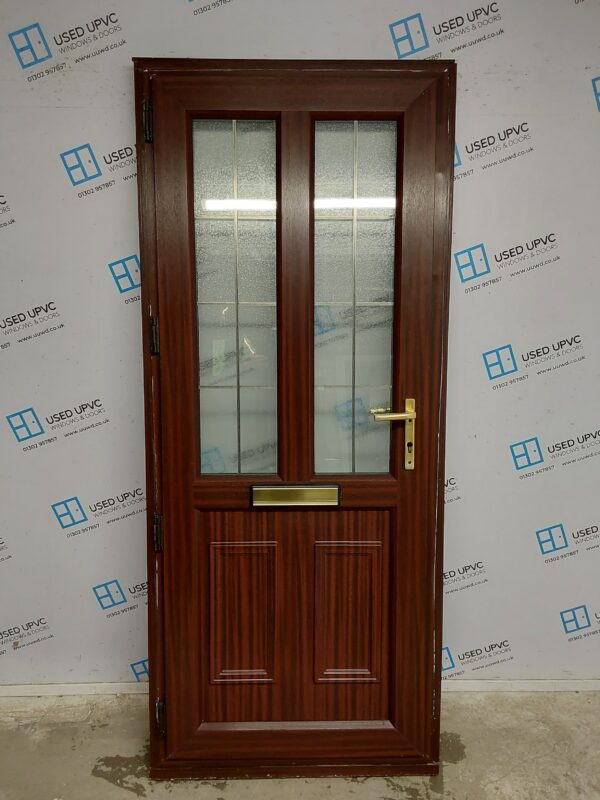 Used Woodgrain Upvc Front Door 880mm x 2090mm (Reduce To 860mm x 2080mm) 0392 - Image 2