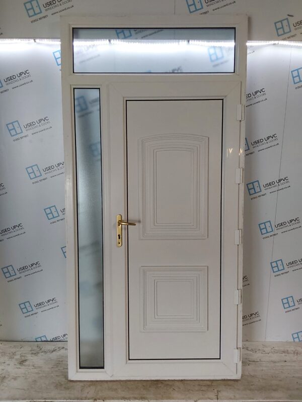 Used White Upvc Door With Side Panel And Toplight 1190mm x 2430mm DS011 - Image 2