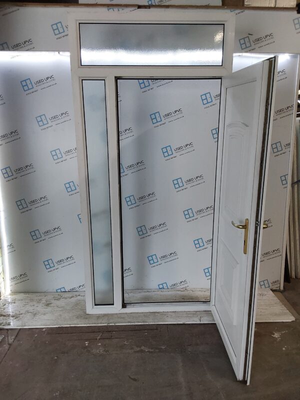Used White Upvc Door With Side Panel And Toplight 1190mm x 2430mm DS011 - Image 3