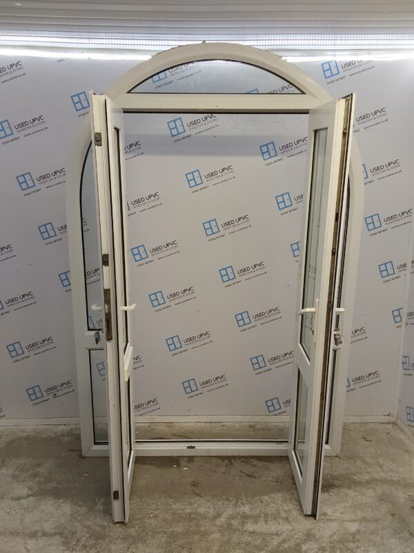Used White Upvc French Doors With Side Panels And Toplight 1560mm x 2285mm EA4 - Image 3