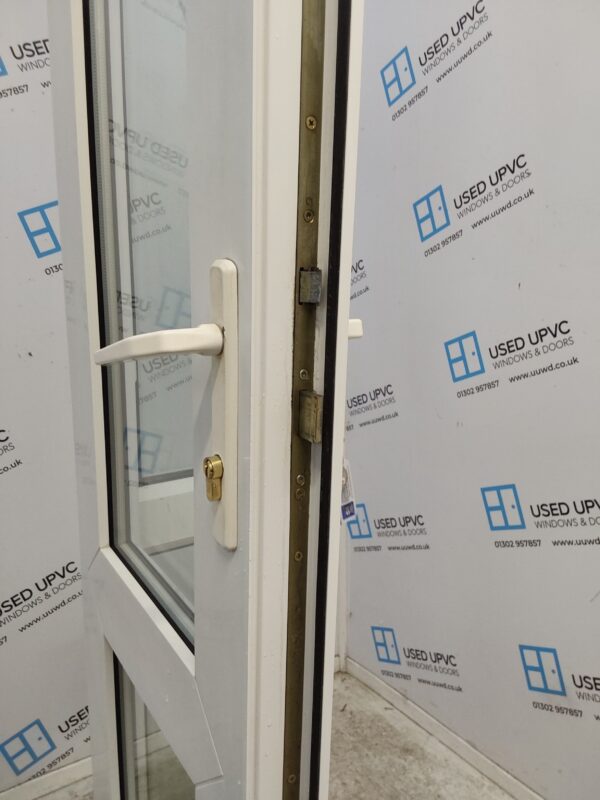 Used White Upvc French Doors With Side Panels And Toplight 1560mm x 2285mm EA4 - Image 5