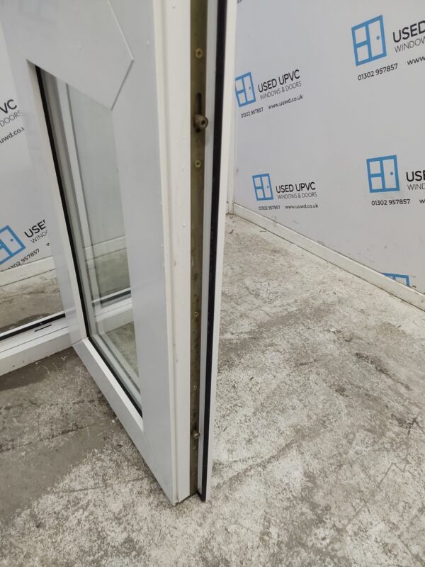 Used White Upvc French Doors With Side Panels And Toplight 1560mm x 2285mm EA4 - Image 6