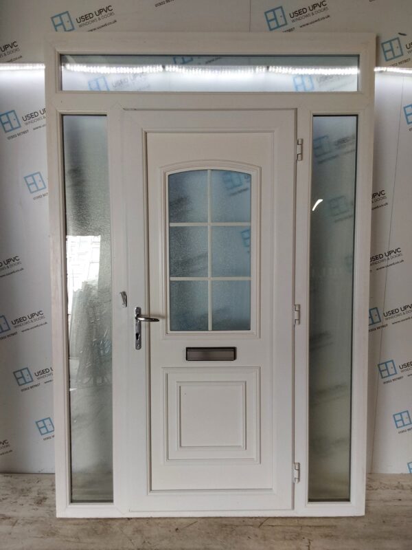 Used White Upvc Front Door With Side Panels And Toplight 1595mm x 2420mm (Reduce To 2395mm) DS028 - Image 2
