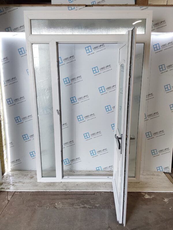 Used White Upvc Front Door With Side Panels And Toplight 1595mm x 2420mm (Reduce To 2395mm) DS028 - Image 3