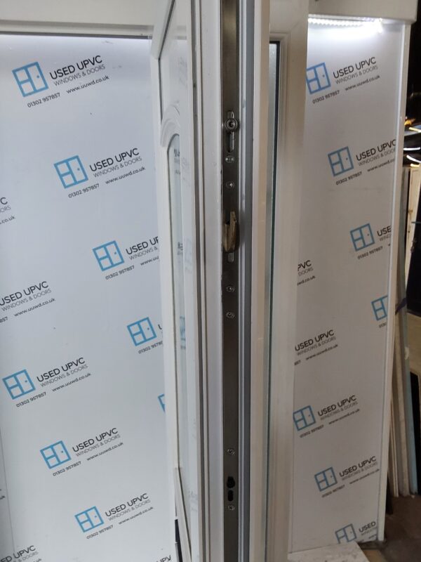 Used White Upvc Front Door With Side Panels And Toplight 1595mm x 2420mm (Reduce To 2395mm) DS028 - Image 4