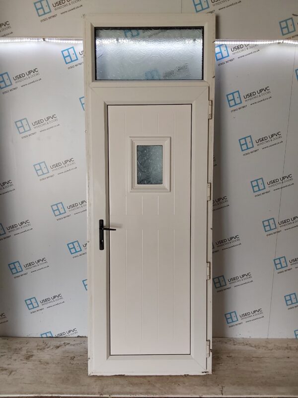 Used White Upvc Back Door And Toplight 860mm x 2425mm 0562 - Image 2