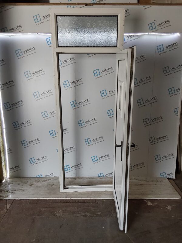 Used White Upvc Back Door And Toplight 860mm x 2425mm 0562 - Image 3