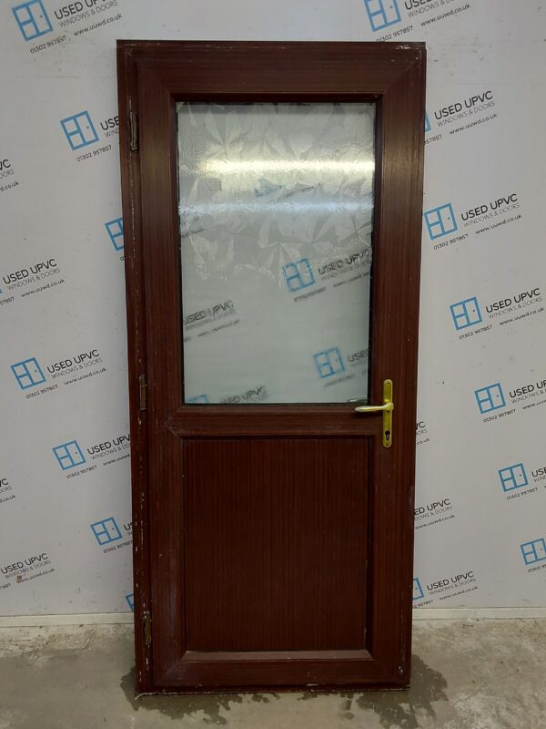 Used Woodgrain Upvc Back Door 920mm x 2065mm (Reduce To 900mm x 2045mm) 0078 - Image 2