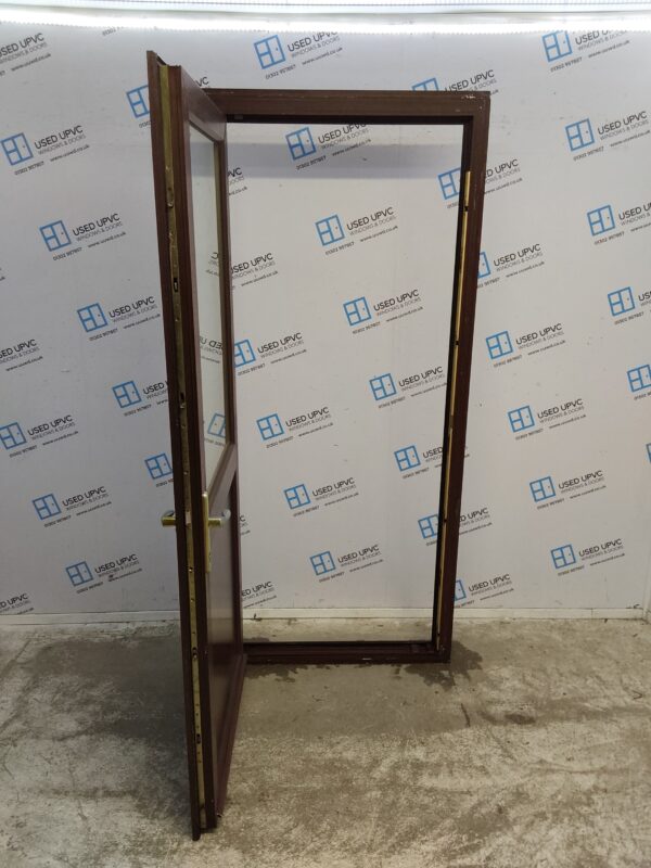 Used Woodgrain Upvc Back Door 920mm x 2065mm (Reduce To 900mm x 2045mm) 0078 - Image 3