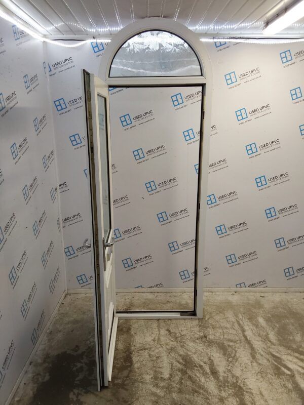 Used White Upvc Front Door And Arched Toplight 850mm x 2420mm 0575 - Image 3