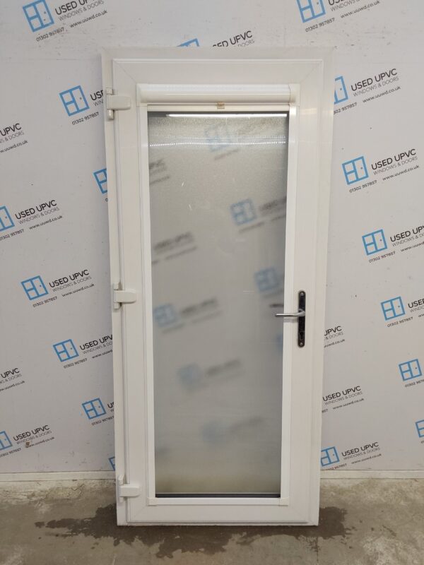 Used White Upvc Full Glass Door 890mm x 2000mm 0599 - Image 2